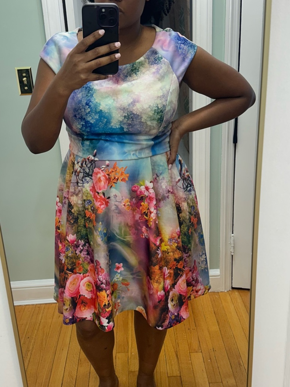Betsey Johnson Multicolor Floral Fit-and-Flare Dress